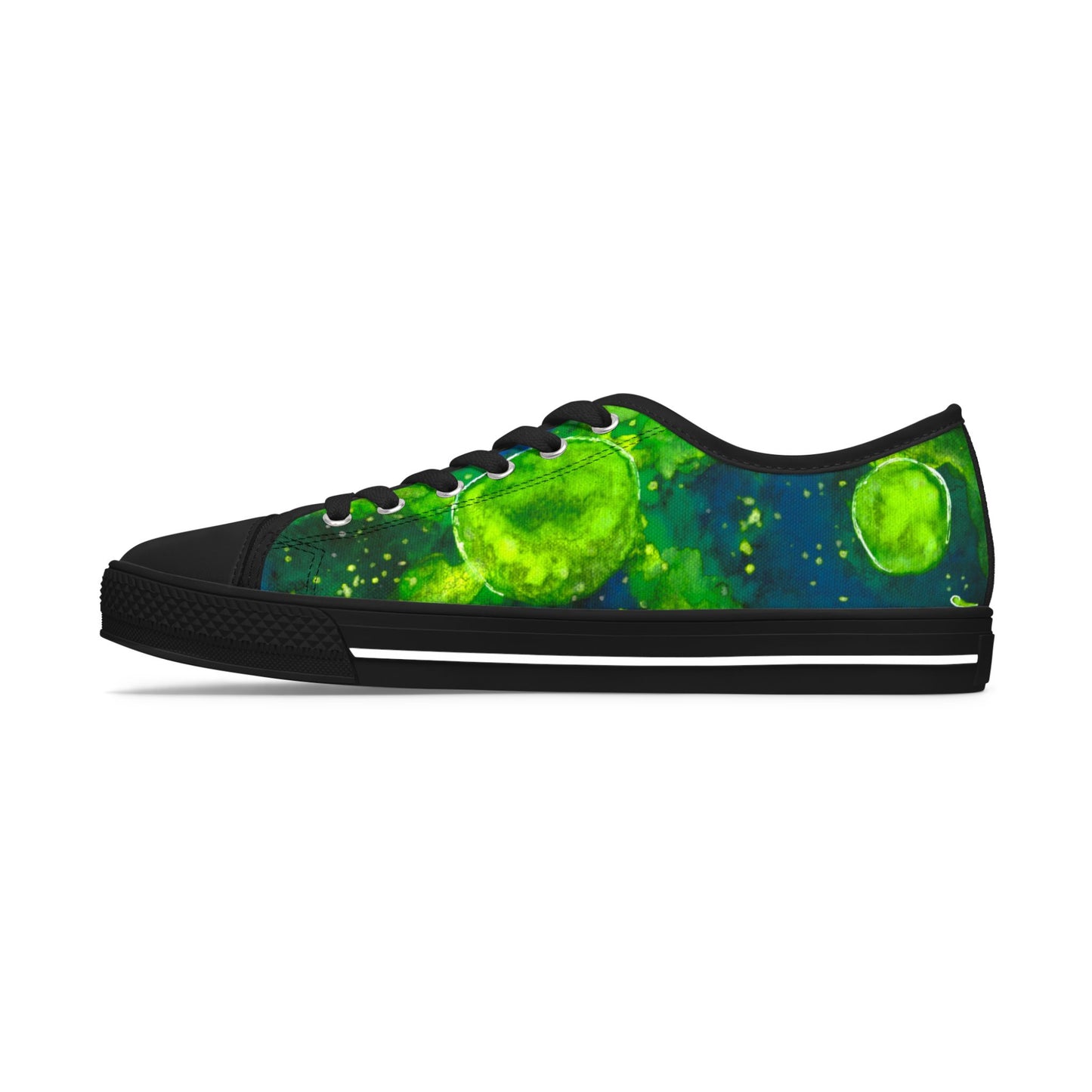 Low Top Sneakers — Green Galaxy Moon Pattern
