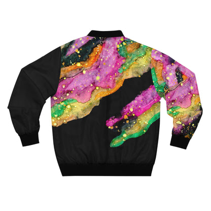 Abstract Neon Agate Bomber Jacket