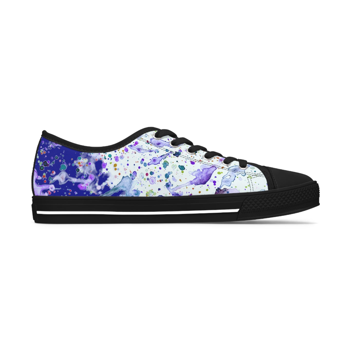 Dark Blue Color Splash Unisex Classic Low Top Sneakers Closed Toe Casual Walking Fashion Shoes