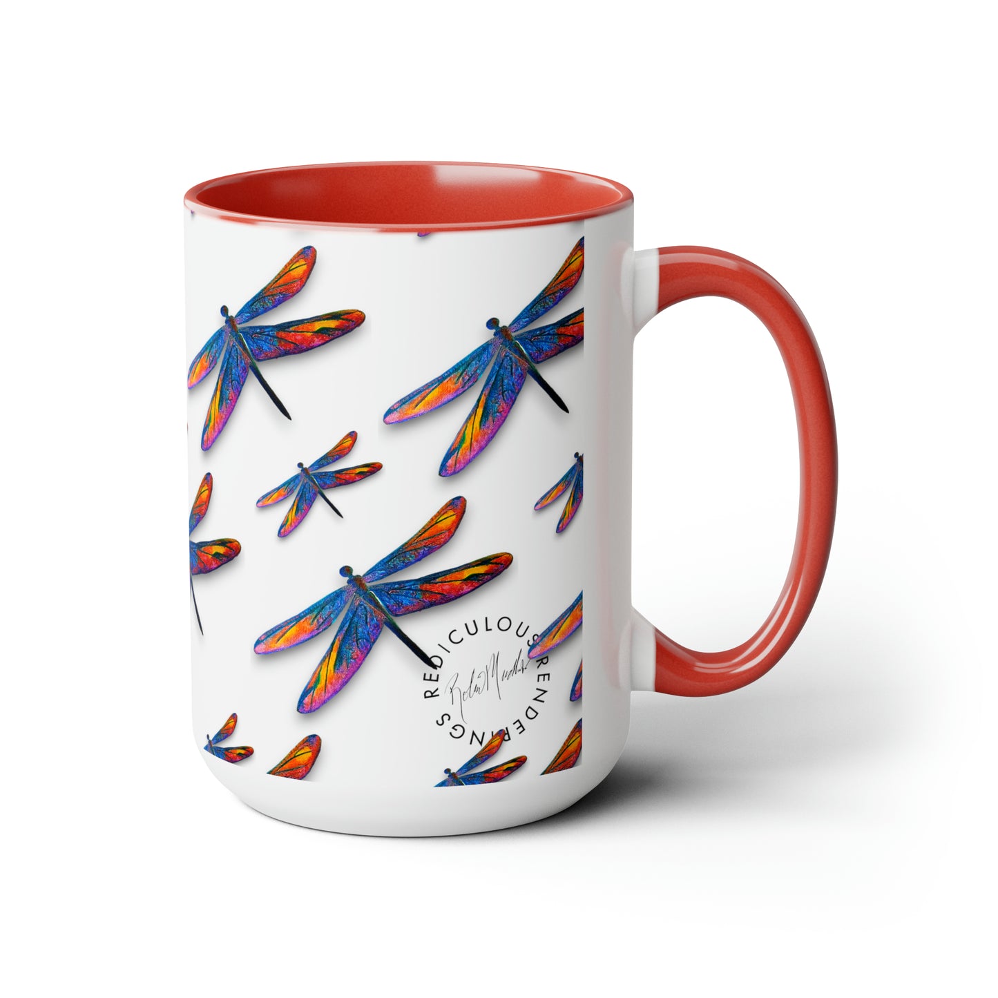 Dragonfly Two-Tone Coffee Mugs, 15oz