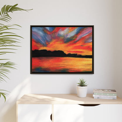 Sunset Over The Lake Framed Wall Art