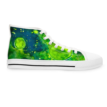 High Top Sneakers — Green Watercolor Cosmic Swirl Print