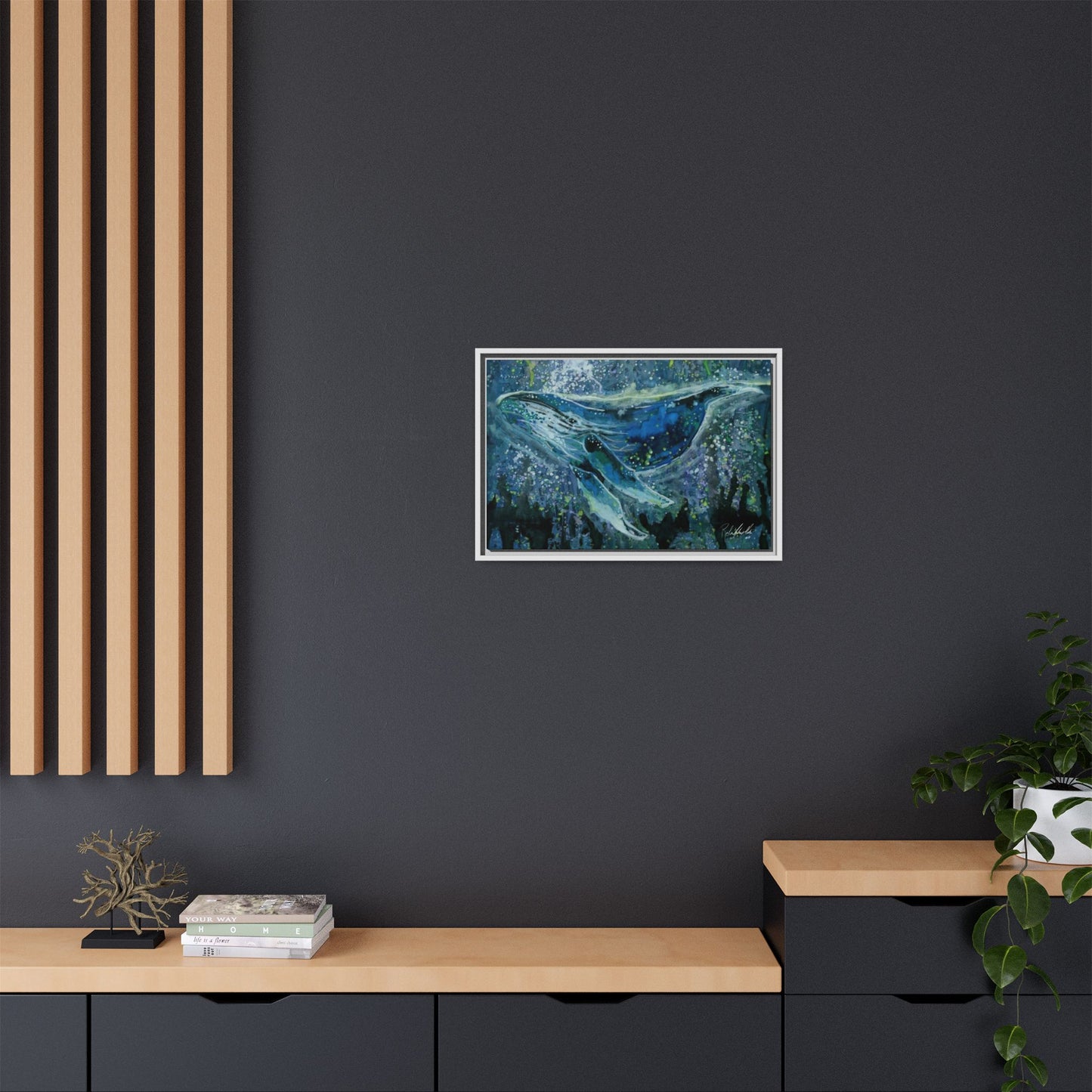 Watercolor Whale Framed Wall Art