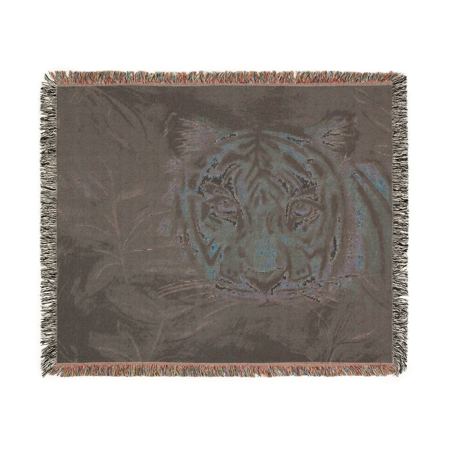 Tiger Woven Blanket — Jungle Tiger Throw with Fringe