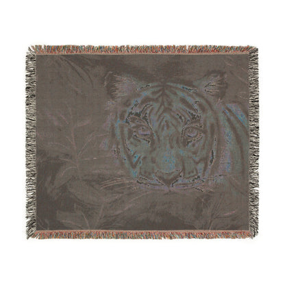 Tiger Woven Blanket — Jungle Tiger Throw with Fringe