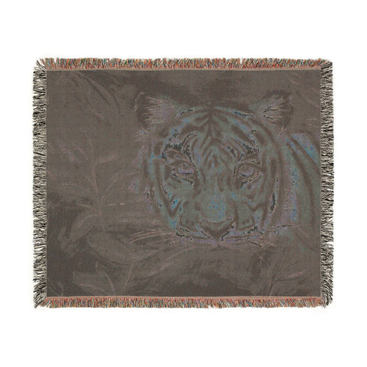 Tiger Woven Blanket — Jungle Tiger Throw with Fringe