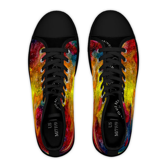 High Top Sneakers — Vibrant Abstract Paint Splash Women's Canvas Shoes
