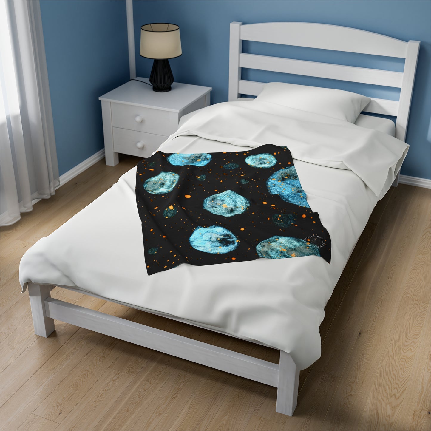 Little Blue Planets Galaxy Velveteen Plush Blanket