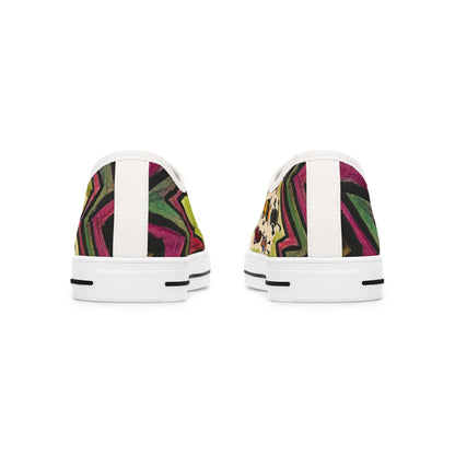 Low Top Sneakers — Colorful Boho Cool Beans Pattern Women's Canvas Shoes