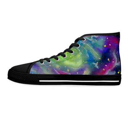 Galaxy Swirl High-Top Sneakers — Colorful Cosmic Women's Canvas Shoes