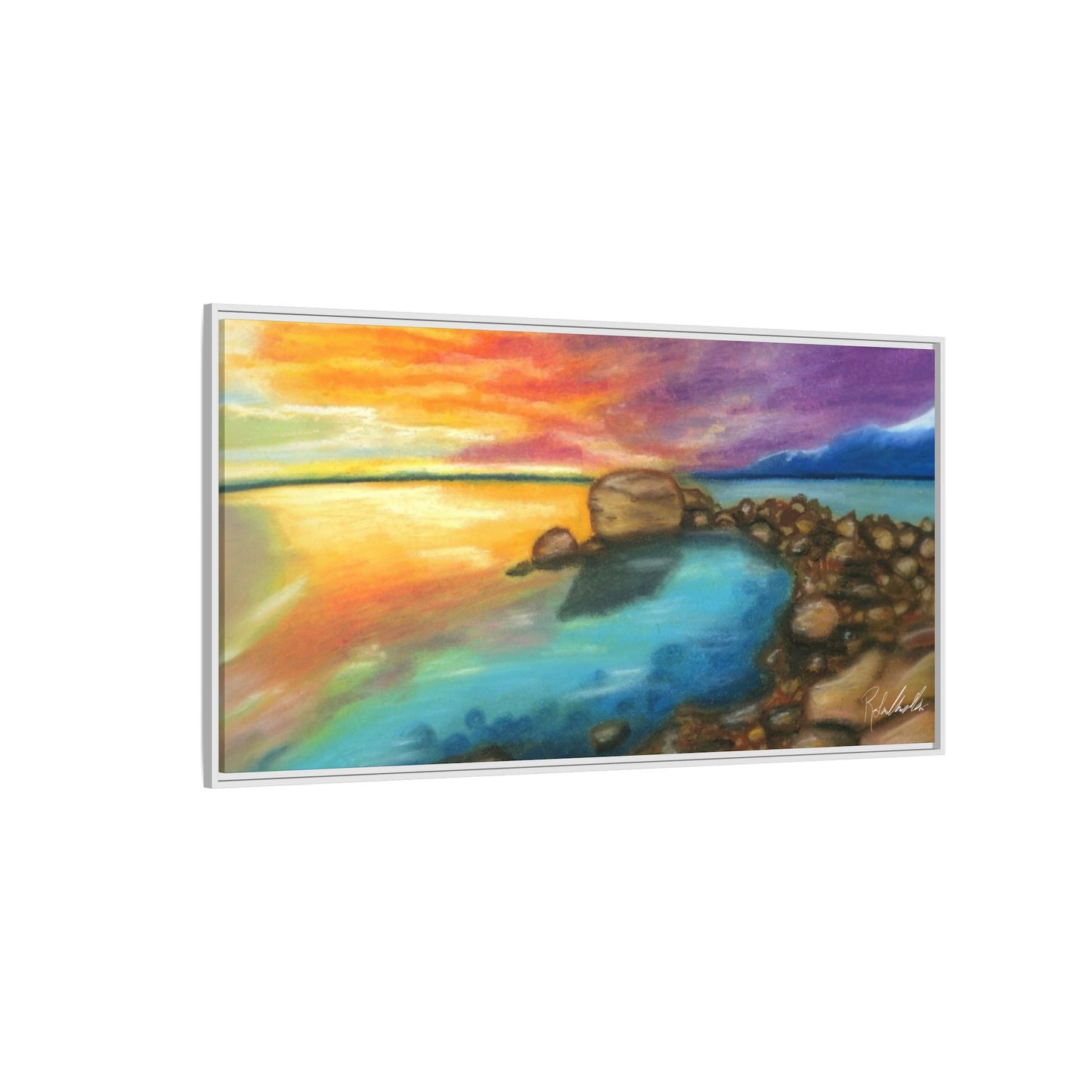 Sunset Ocean Beach Framed Wall Art
