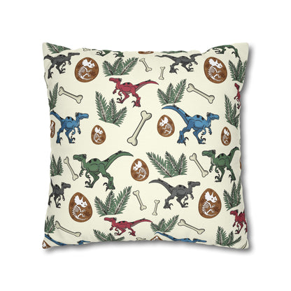 Dinosaur Fossil Pattern Pillowcase — Kids Paleontology Throw Pillow Cover
