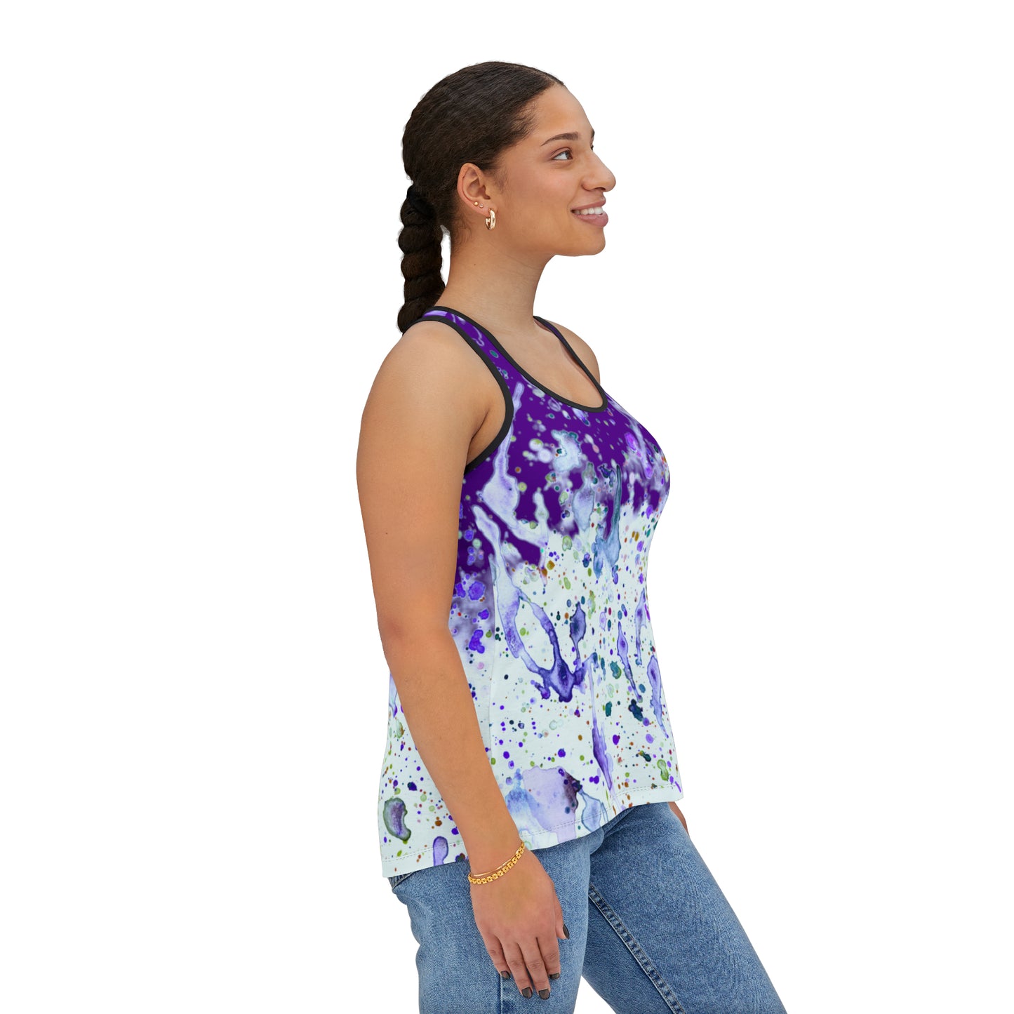 Purple Color Splash Women's Tank Top (AOP)