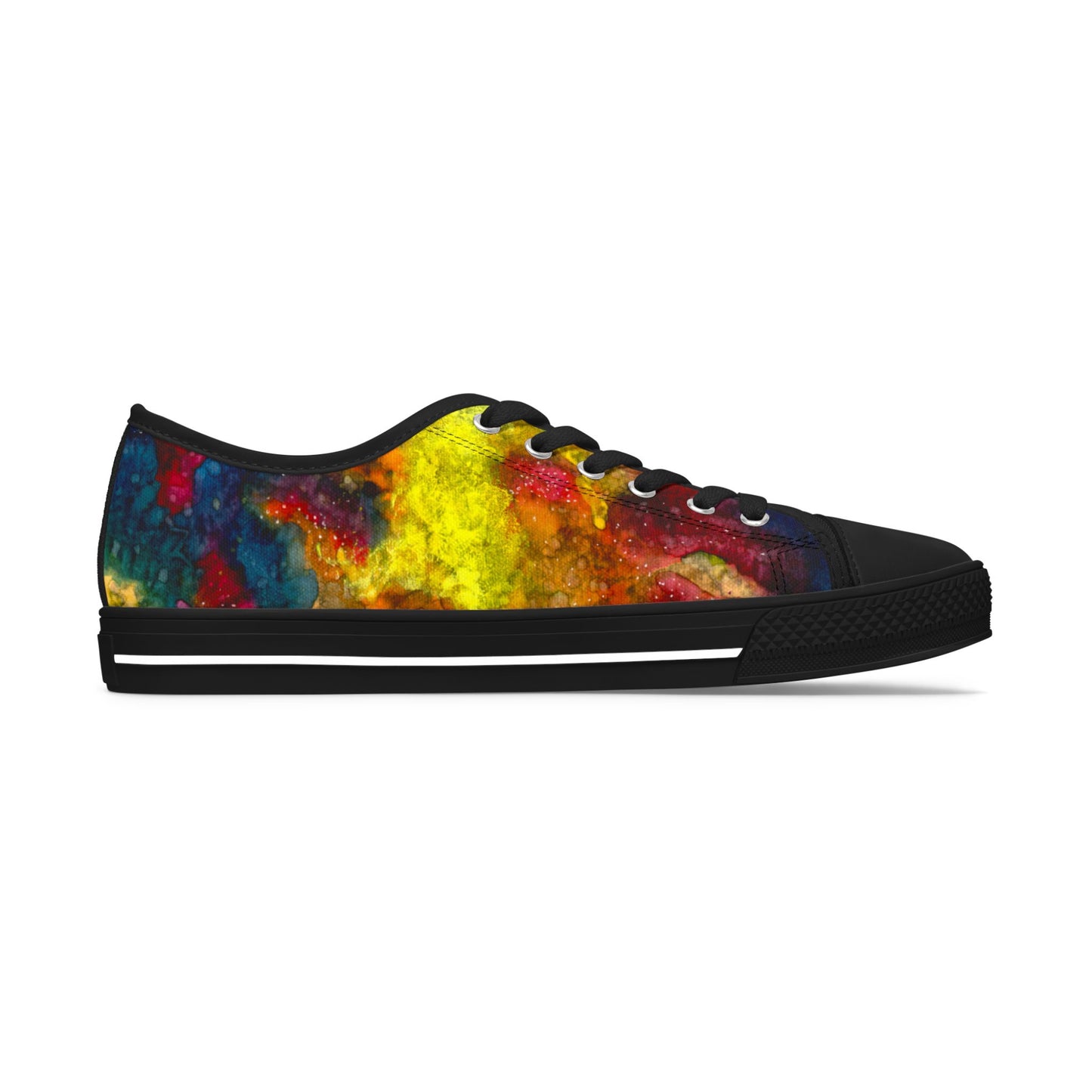 Low Top Sneakers — Vibrant Abstract Watercolor Print for Women