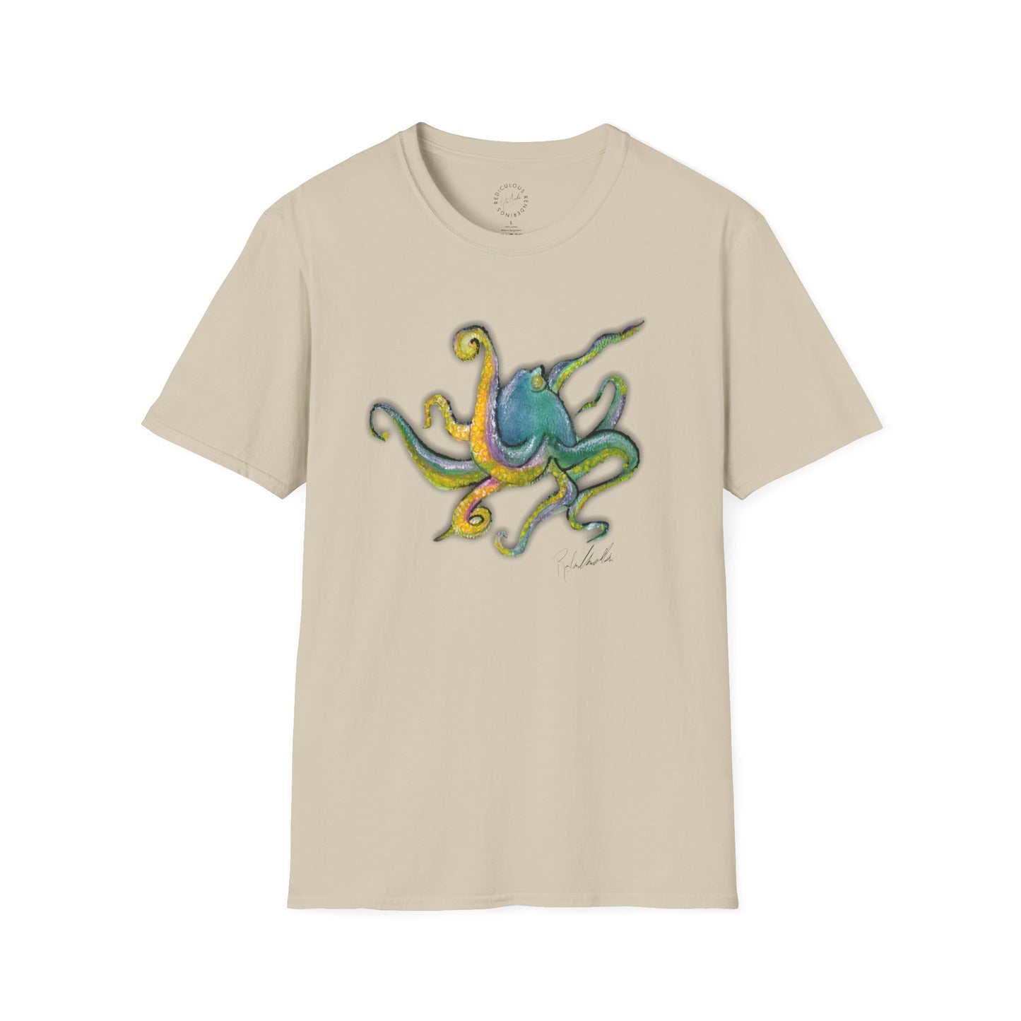 Green octopus Unisex Softstyle T-Shirt