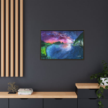 Watercolor Sunset Lake Framed Wall Art