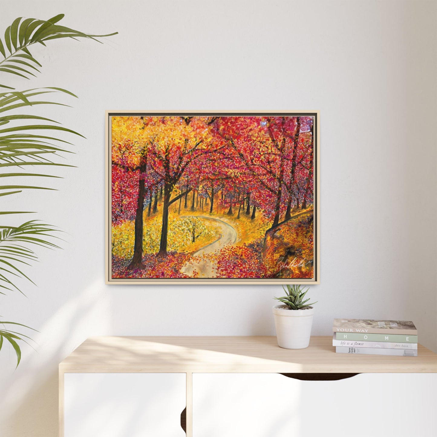 Vibrant Fall Forest Framed Wall Art