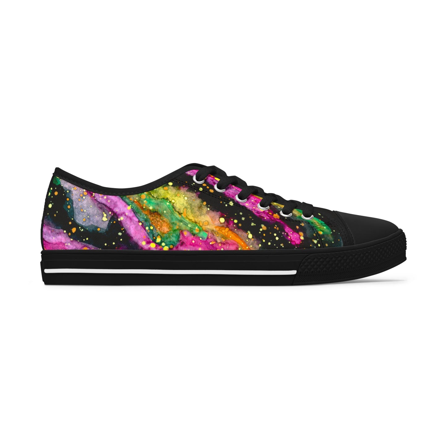 Low Top Sneakers — Vibrant Neon Galaxy Art Print for Women