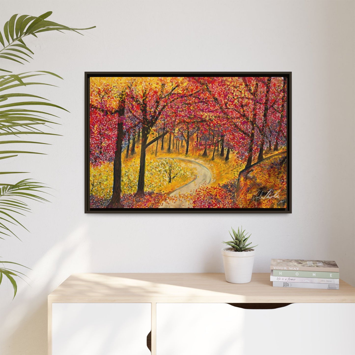 Vibrant Fall Forest Framed Wall Art