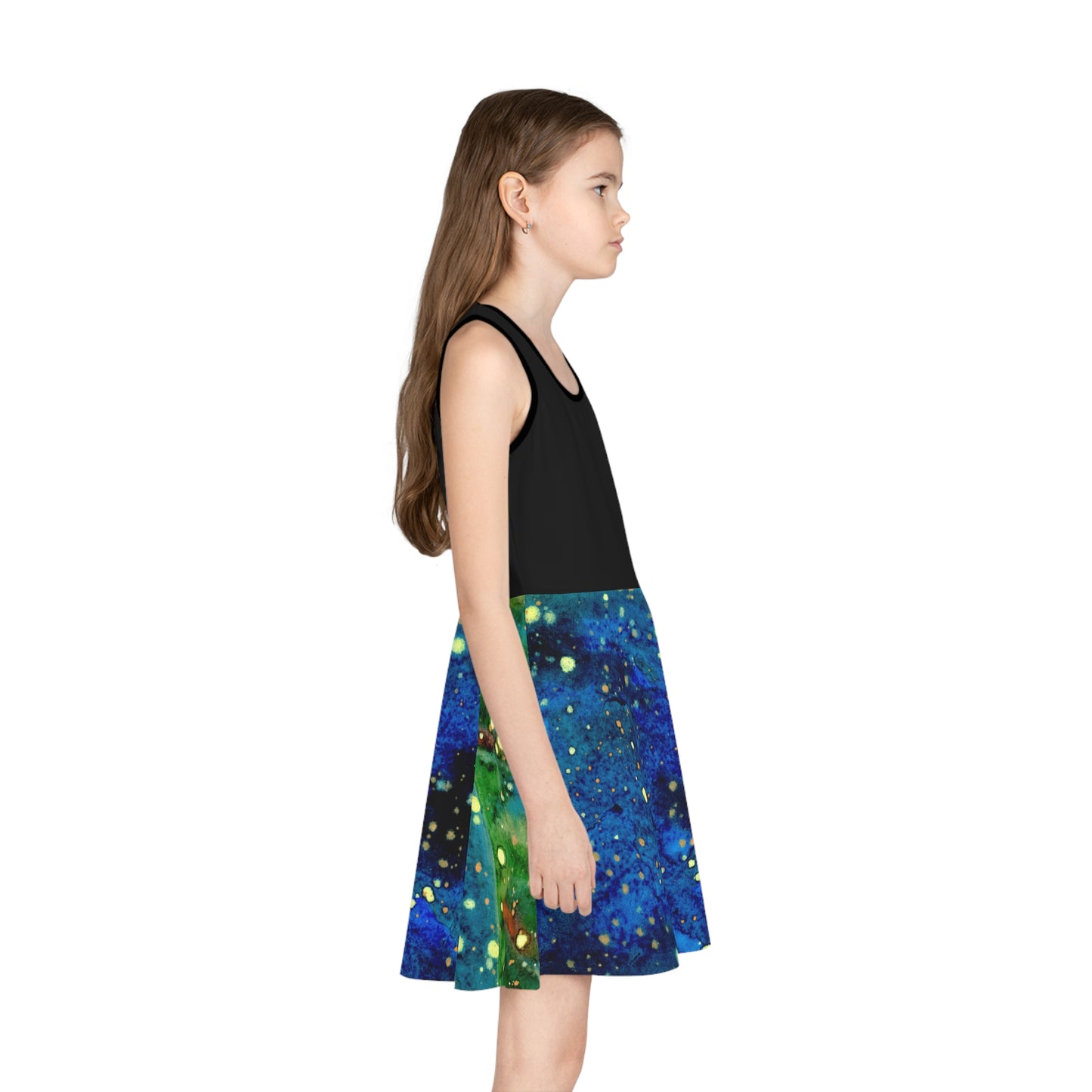 Blue Planet Galaxy Girls' Sleeveless Sundress (AOP)