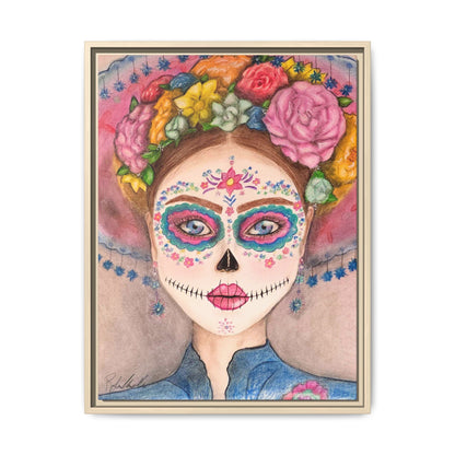 Day of the Dead Skull Woman Framed Wall Art