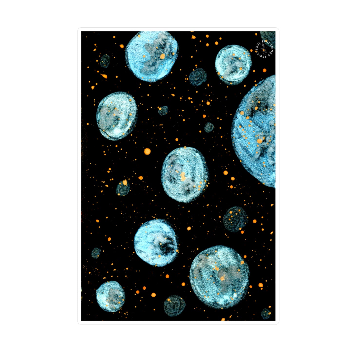 Little Blue Planets Galaxy Kiss-Cut Vinyl Decals Water, Scratch & UV-Resistant Satin Finish Vinyl Sticker with Removable Adhesive