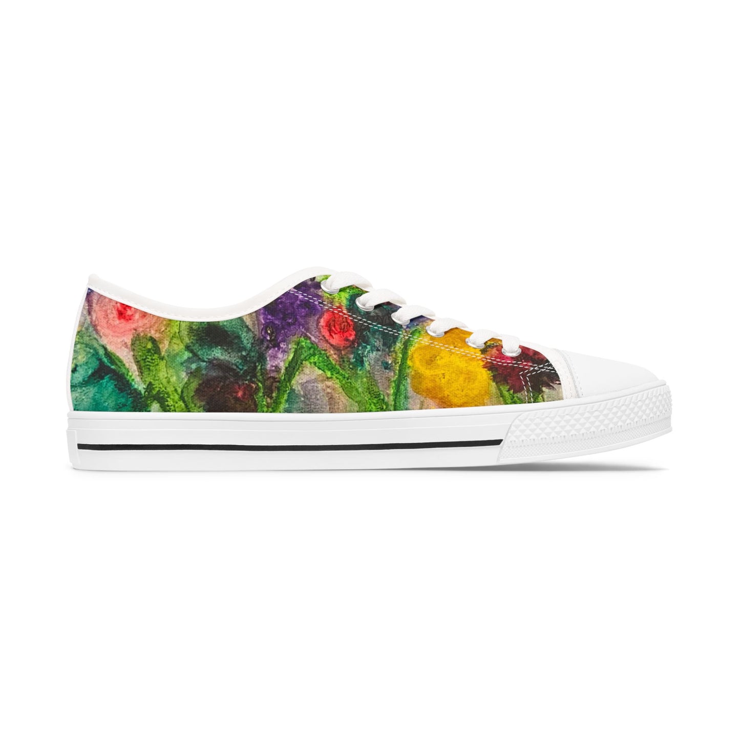 Floral Watercolor Women's Low Top Sneakers