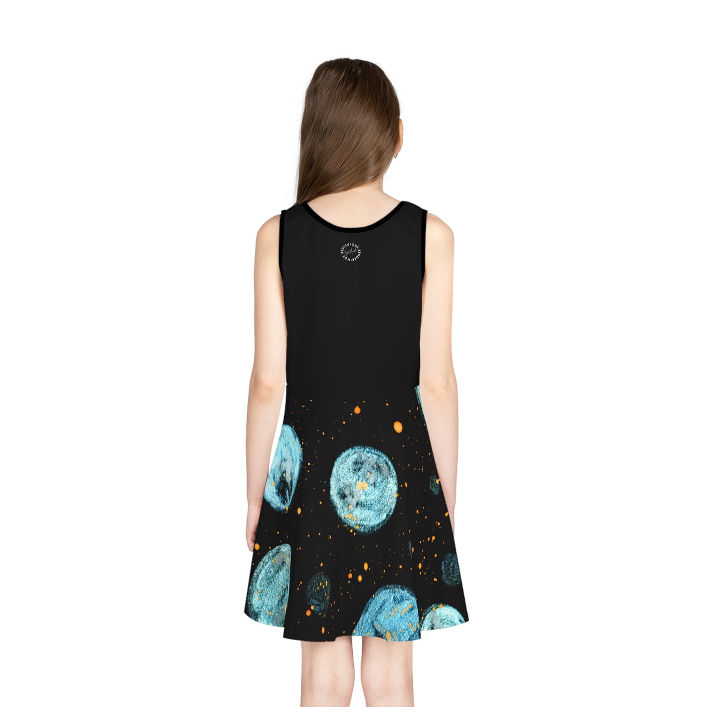 Little Blue Planets Galaxy Girls' Sleeveless Sundress (AOP)