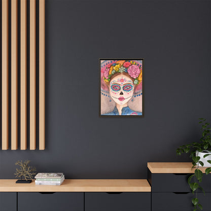 Day of the Dead Skull Woman Framed Wall Art