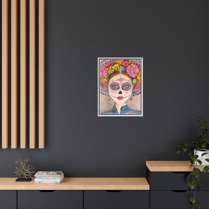 Day of the Dead Skull Woman Framed Wall Art