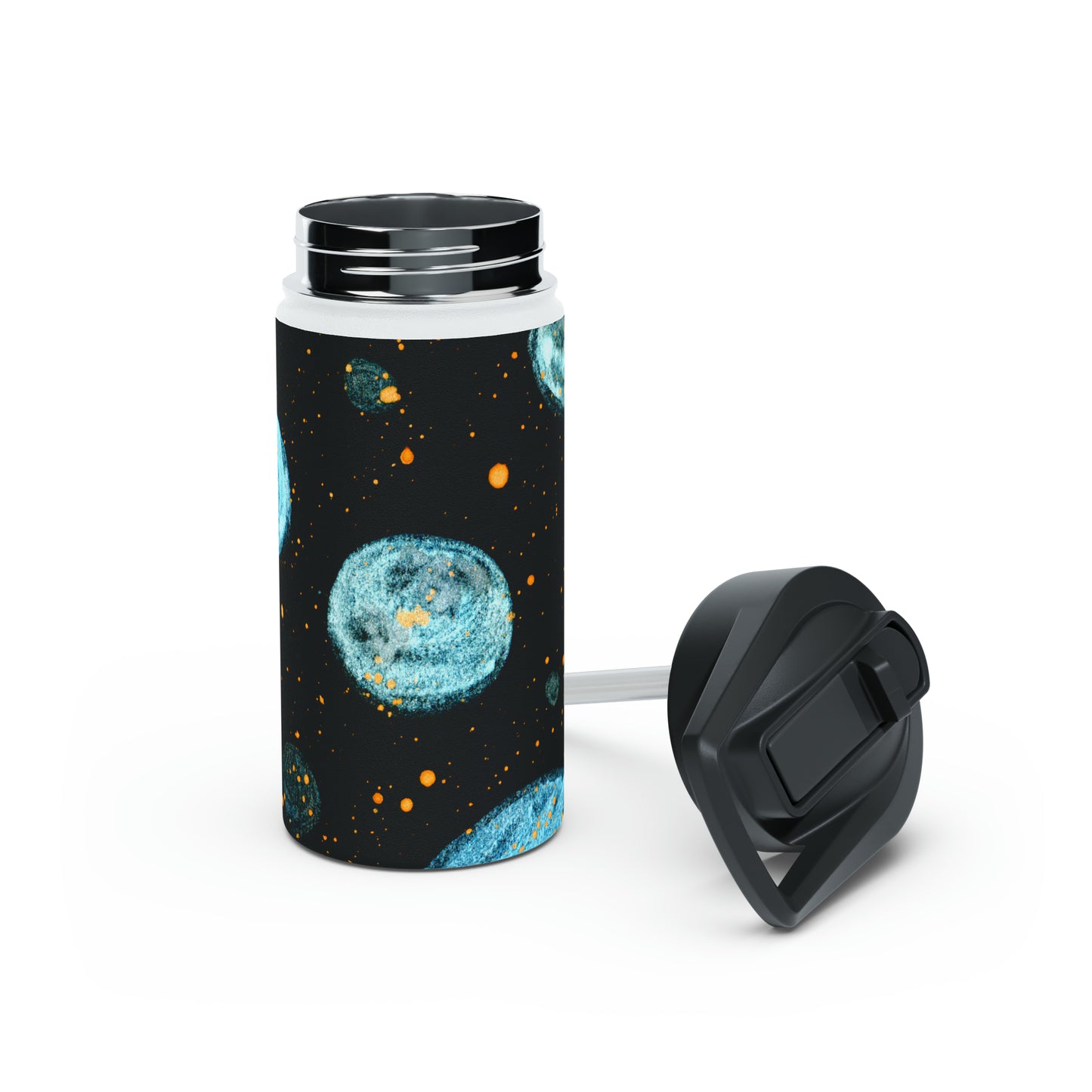 Little Blue Planets Galaxy Stainless Steel Water Bottle, Standard Lid