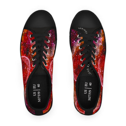Low Top Sneakers — Red Cosmic Planet Print Women’s Sneakers
