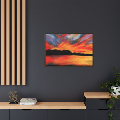 Sunset Over The Lake Framed Wall Art