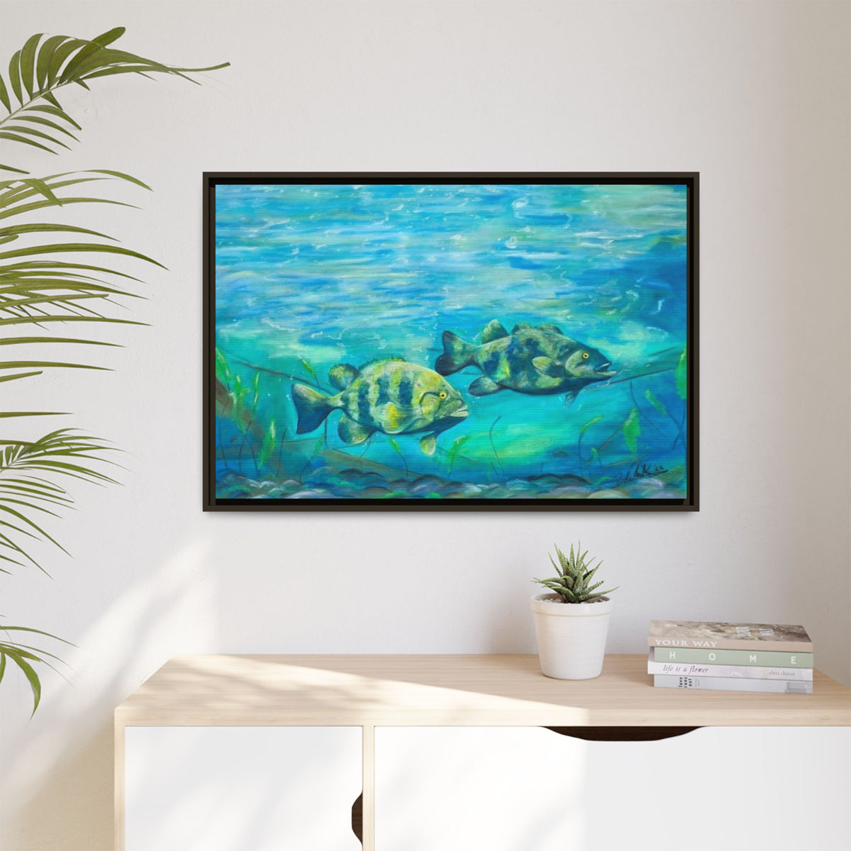 Framed Matte Canvas - Underwater Fish Scene