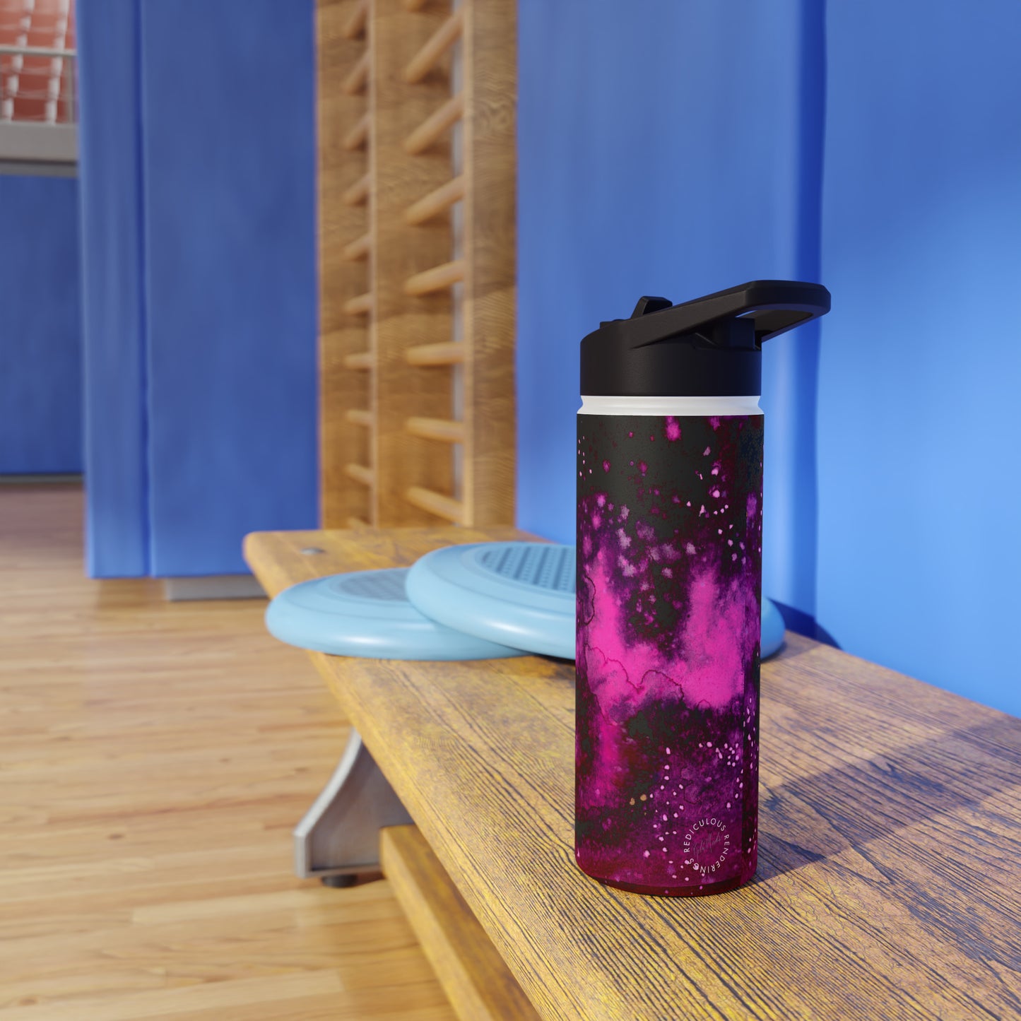 Rose Colored Galaxy Stainless Steel Water Bottle, Standard Lid