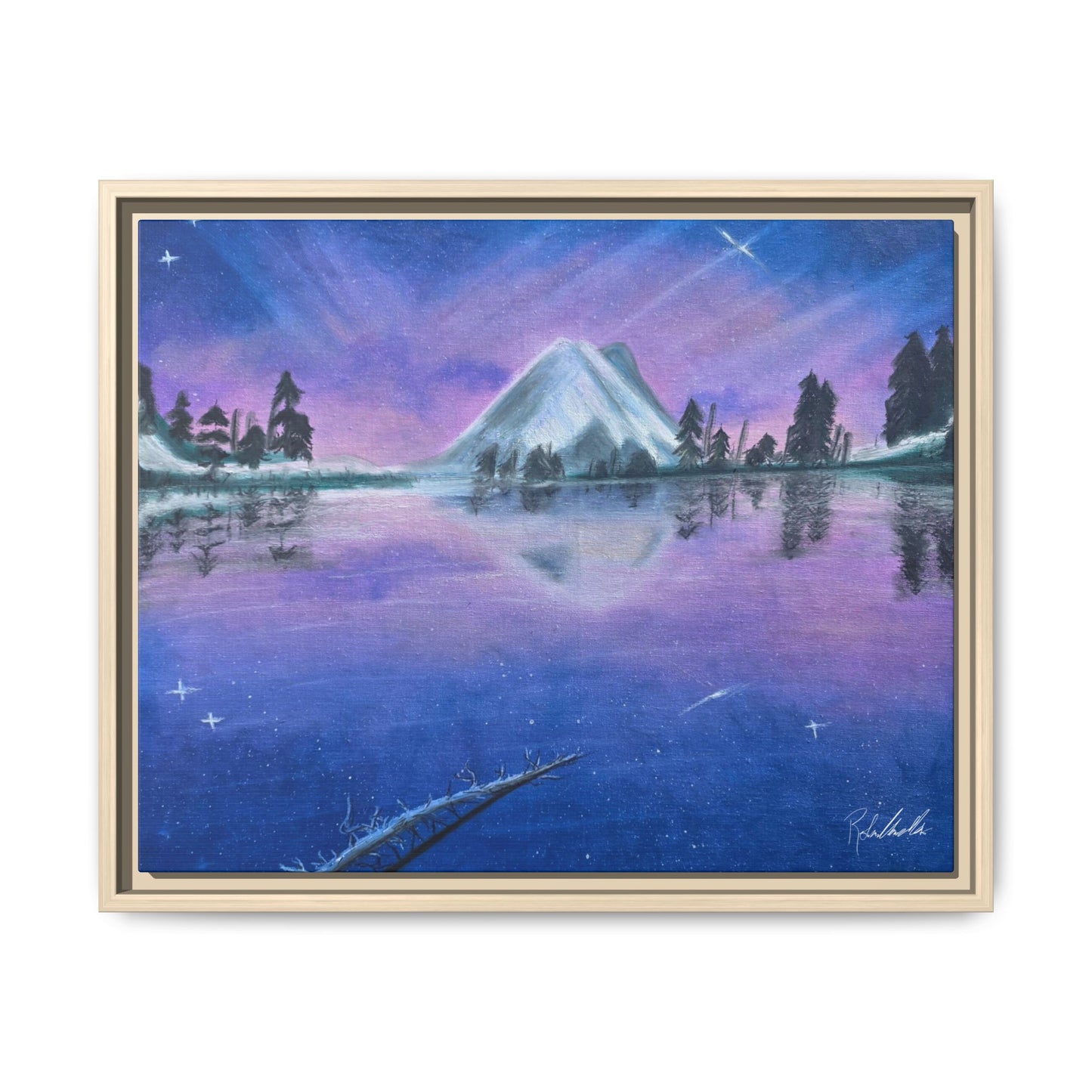 Purple Sky Over Lone Mountain Framed Wall Art