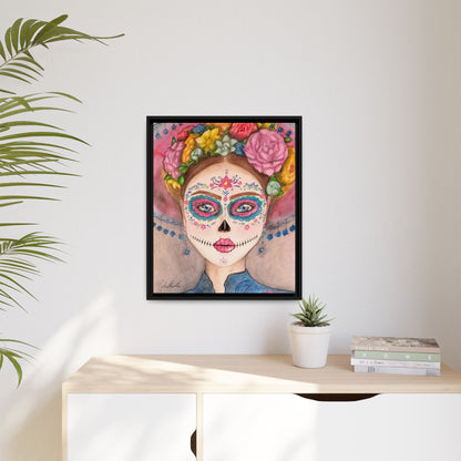 Day of the Dead Skull Woman Framed Wall Art