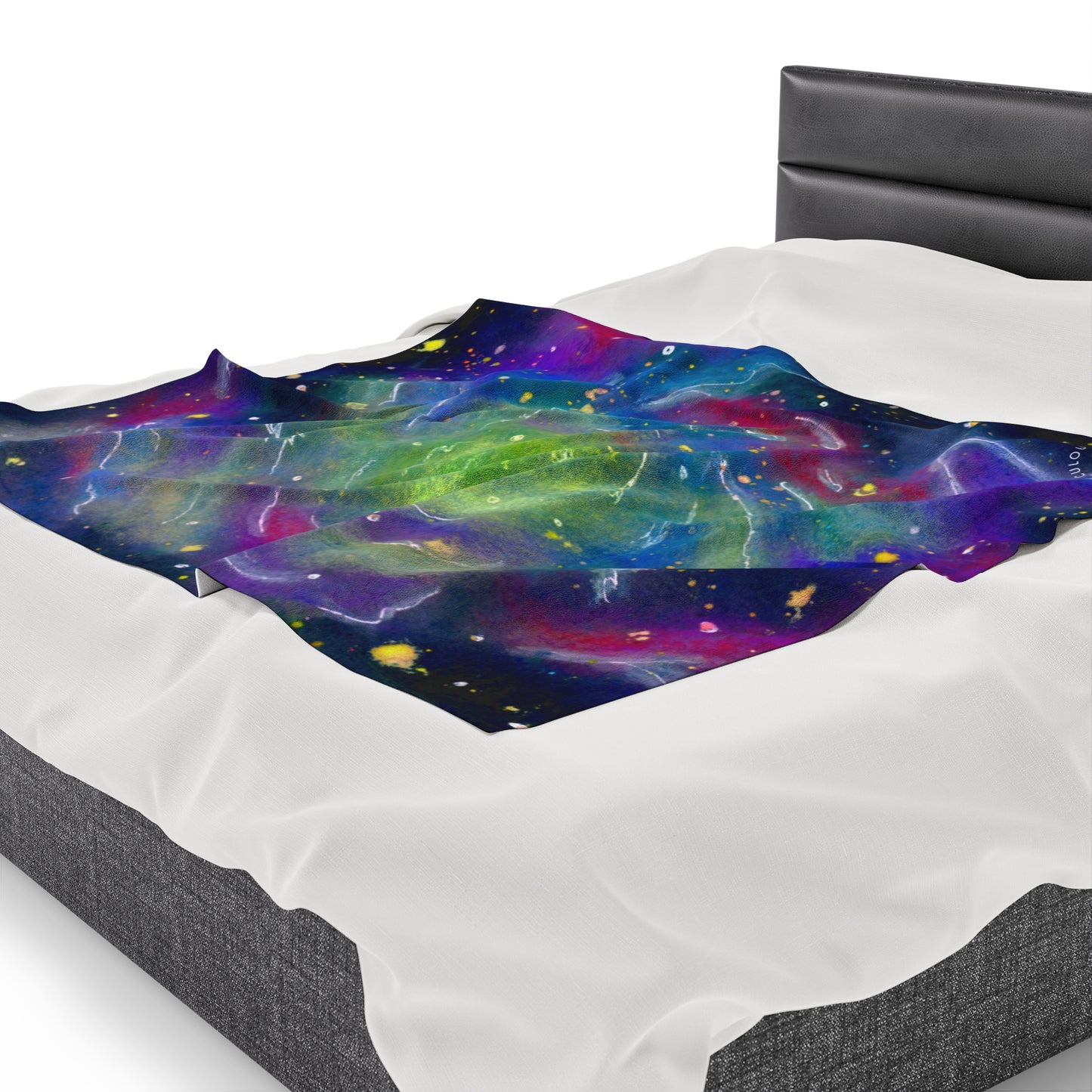 Rainbow Vortex Galaxy Velveteen Plush Blanket