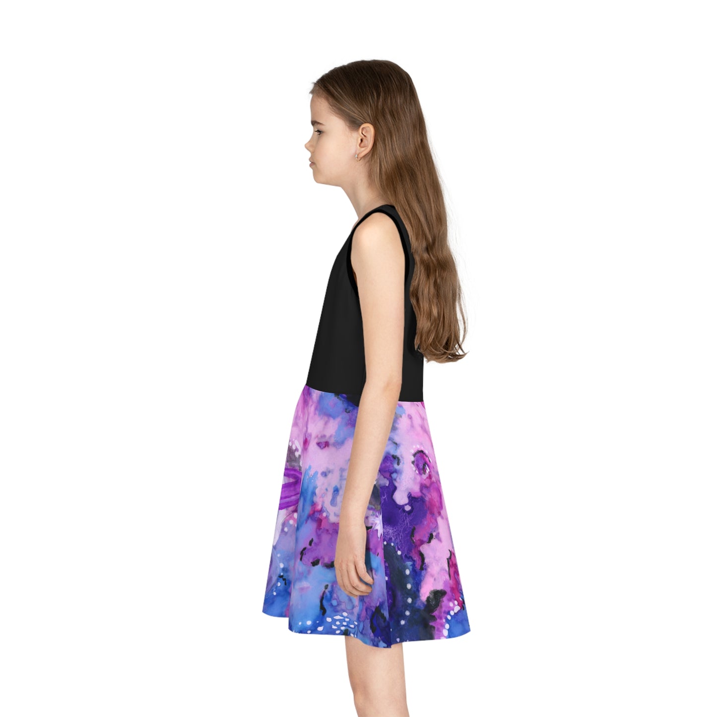 Purple Galaxy Girls' Sleeveless Sundress (AOP)