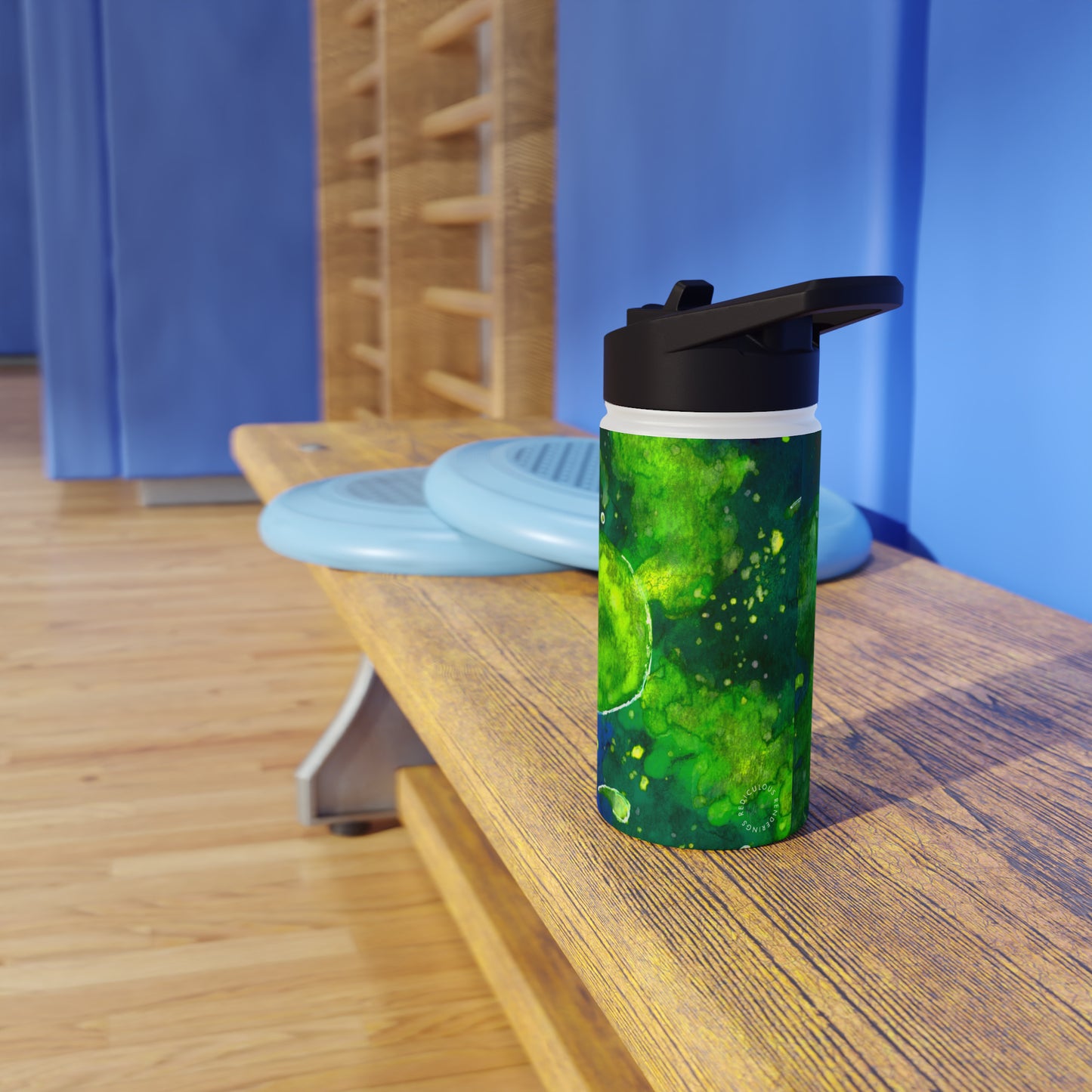 Green Galaxy Stainless Steel Water Bottle, Standard Lid