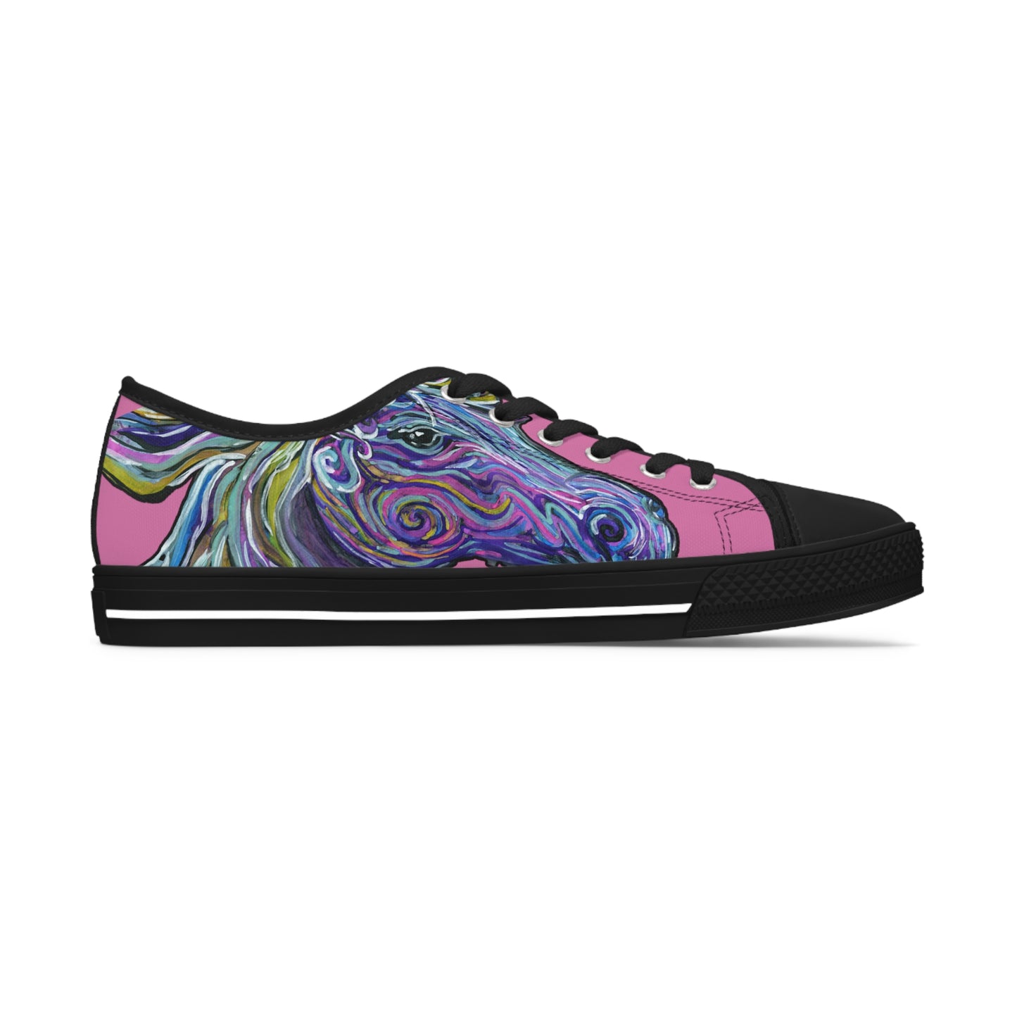 Pink Abstract Horse Unisex Low-Top Sneakers