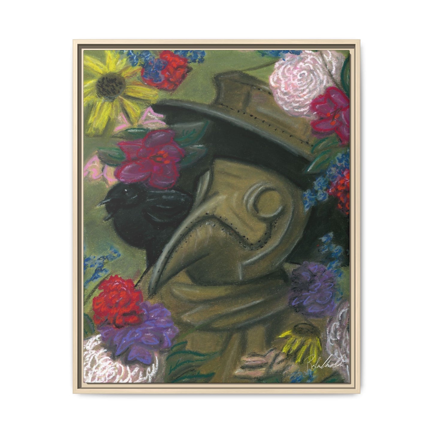 Plague Doctor and Raven Framed Wall Art