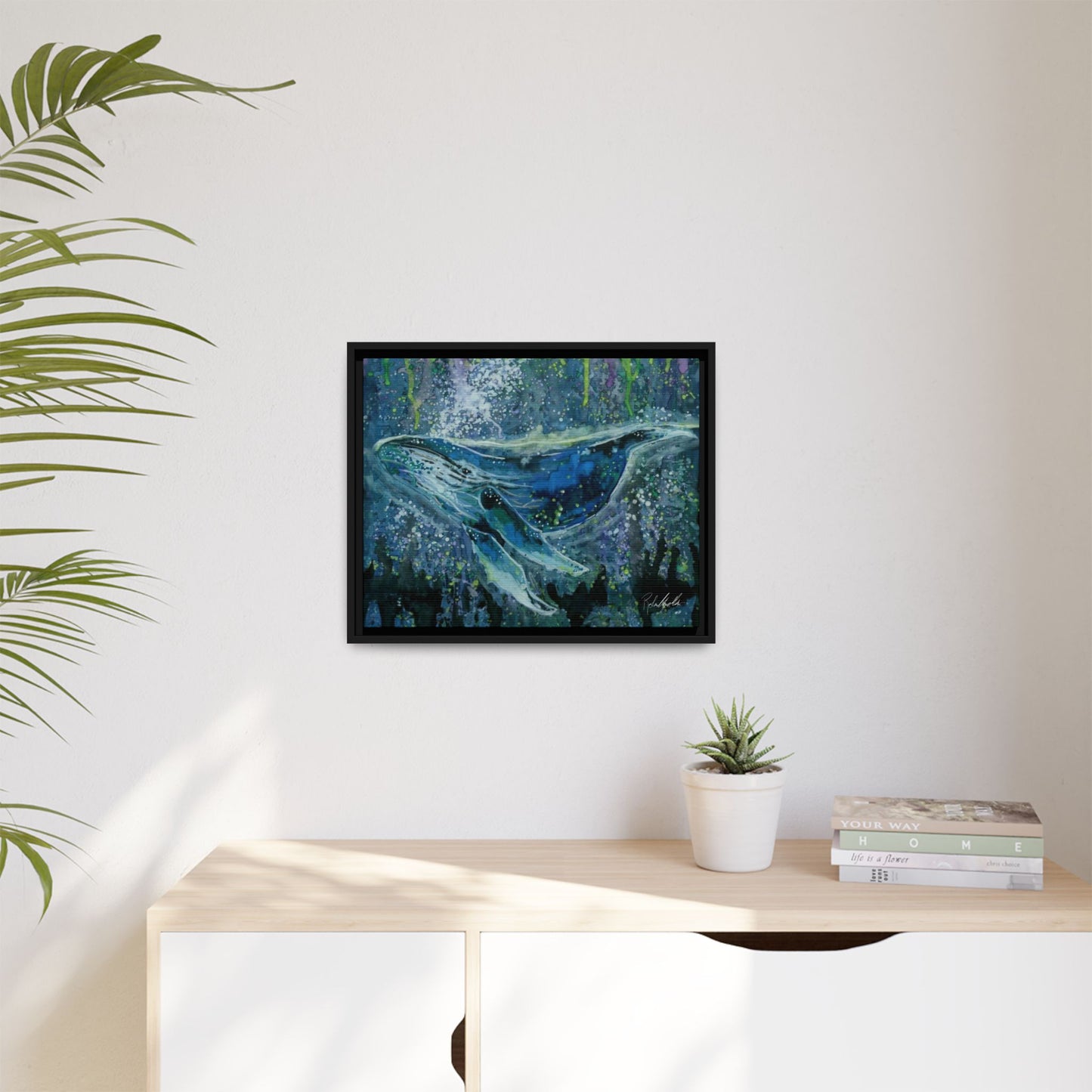 Watercolor Whale Framed Wall Art