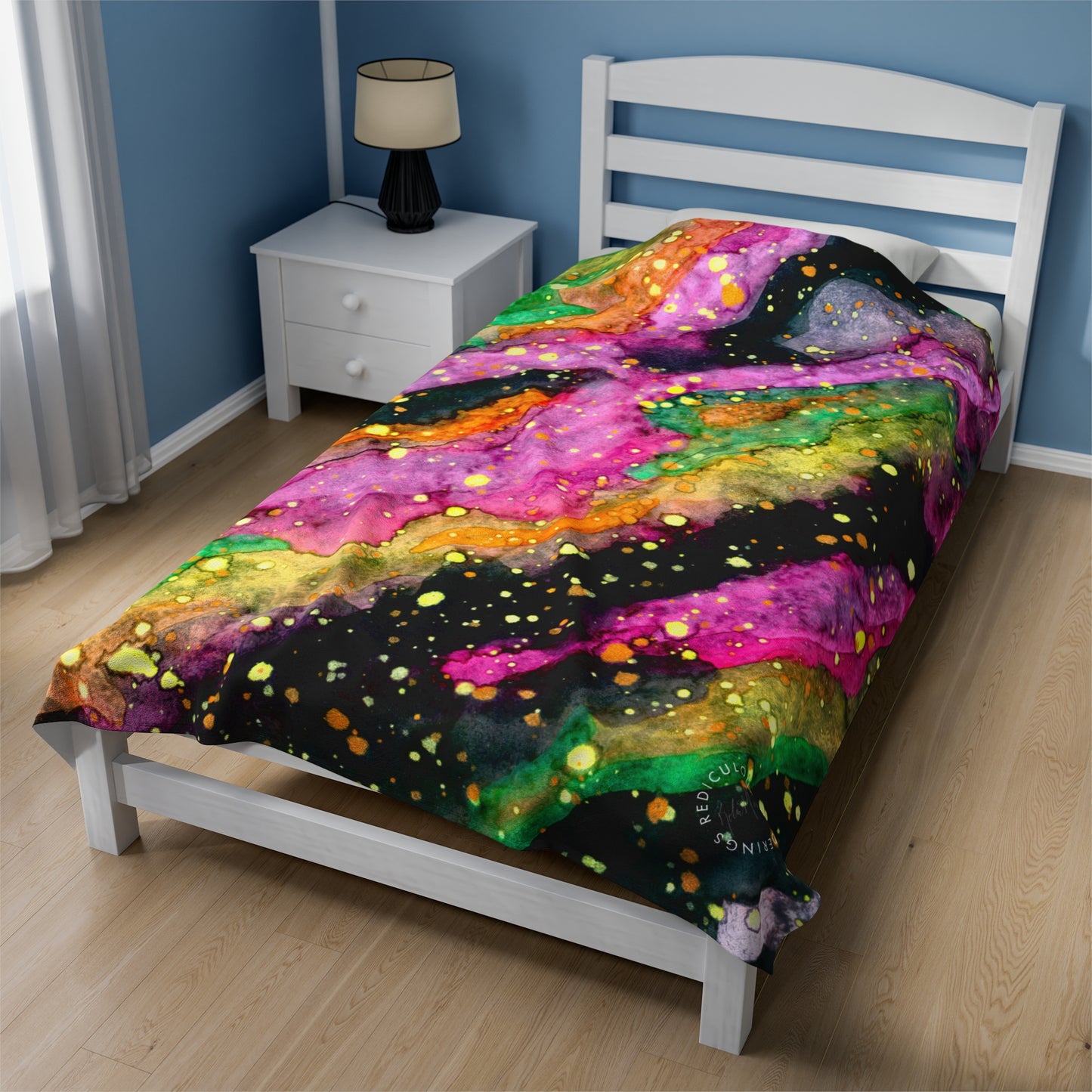 Neon Galaxy Velveteen Plush Blanket