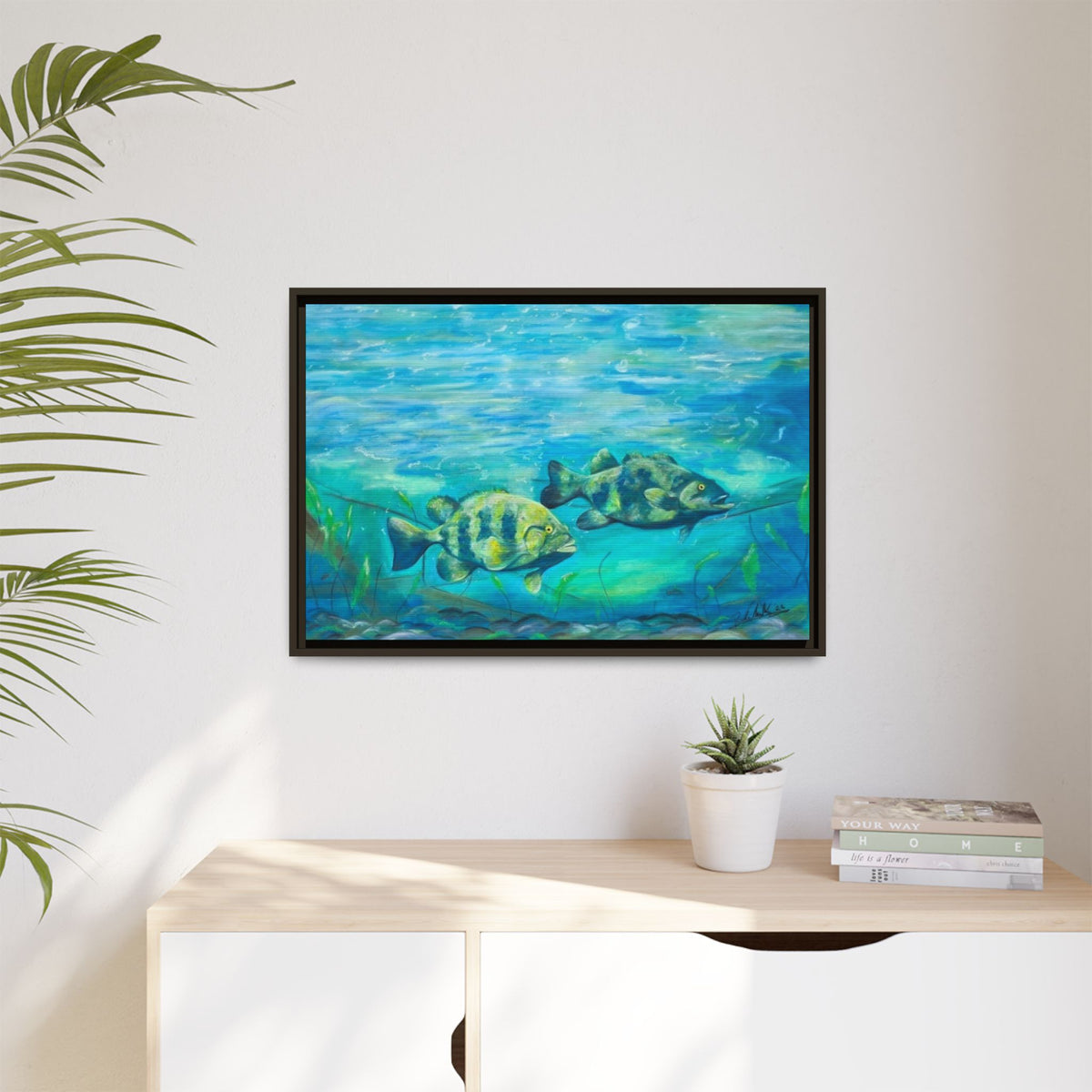 Framed Matte Canvas - Underwater Fish Scene