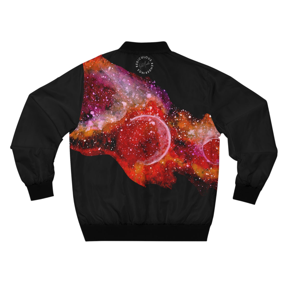 Galaxy Nebula Bomber Jacket — Red Cosmic Space Print