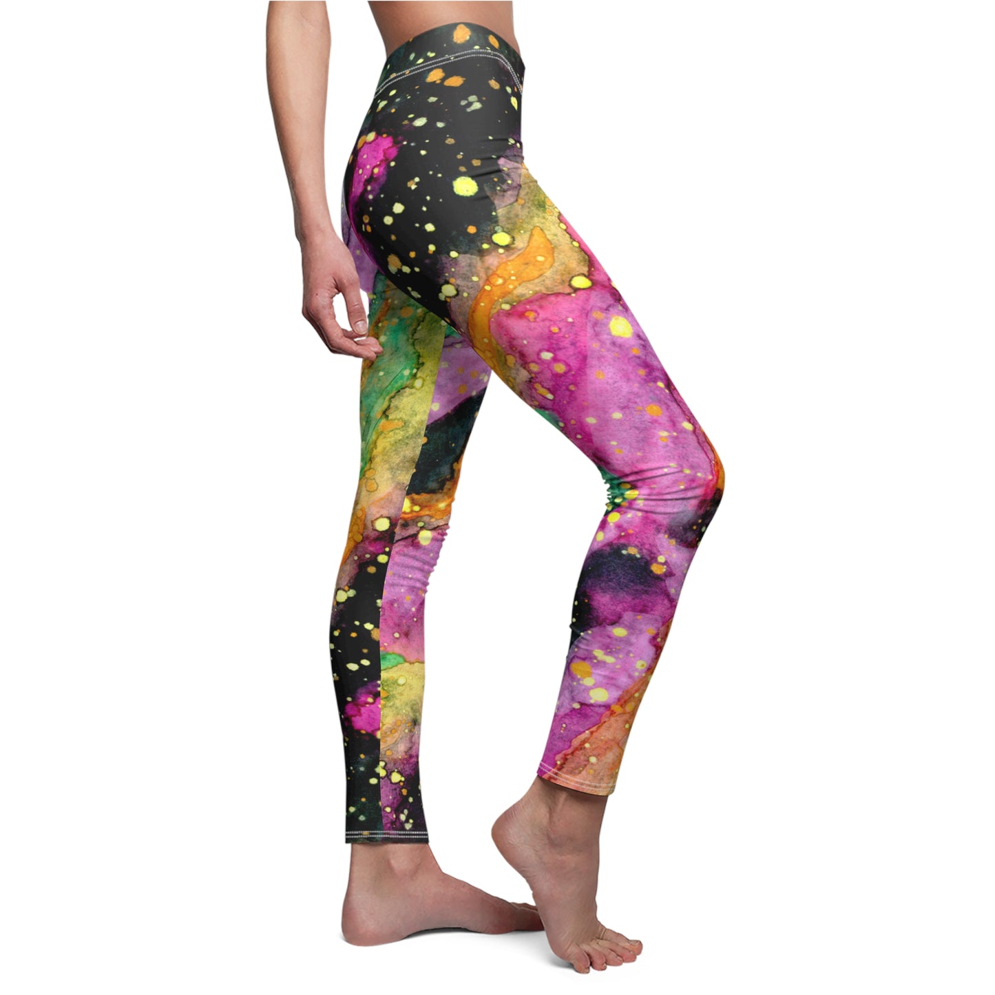 Neon Galaxy Women's Cut & Sew Casual Leggings (AOP)