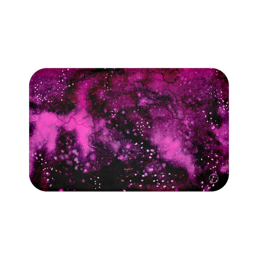 Rose Colored Galaxy Bath Mat  Anti-Slip, 100% Microfiber Rug- Home & Bathroom Supplies