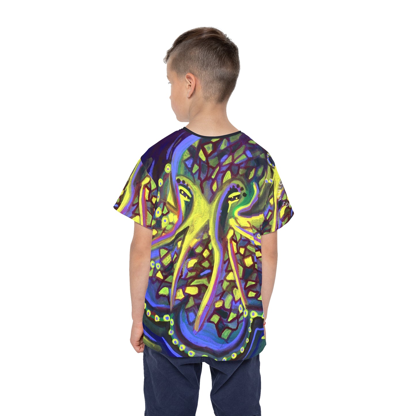 Kids Octopus Sports Jersey — Colorful Neon Sea Creature All-Over Print