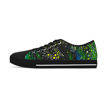 Women's Low Top Sneakers — Green Galaxy Print